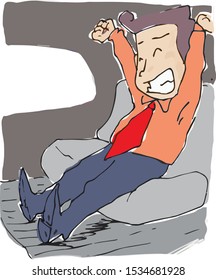 Funny and cute businessman yawning at back seat