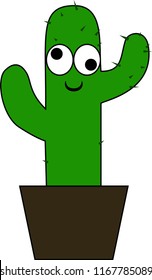 Funny cute cactus isolated on white