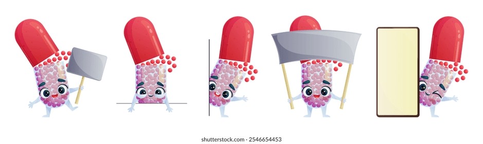 A funny cute capsule in the set. Vector illustration