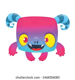 Funny and cute cartoon alien creature. Vector Halloween illustration
