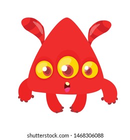Funny and cute cartoon alien creature. Vector Halloween illustration