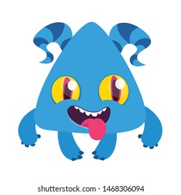 Funny and cute cartoon alien creature. Vector Halloween illustration
