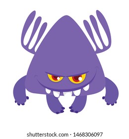 Funny and cute cartoon alien creature. Vector Halloween illustration