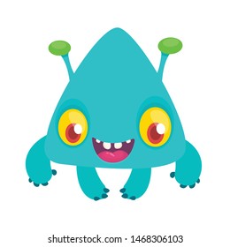 Funny and cute cartoon alien creature. Vector Halloween illustration