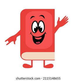 Funny and cute cartoon book vector character. Happy library books mascot