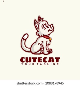Funny Cute Cartoon cat Mascot Character vector logo design inspiration idea