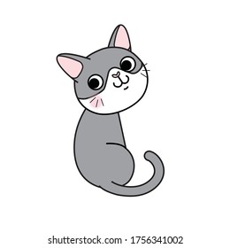 Funny and cute cartoon cat, Vector illustration