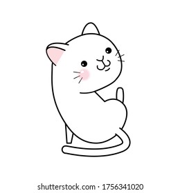 Funny and cute cartoon cat, Vector illustration