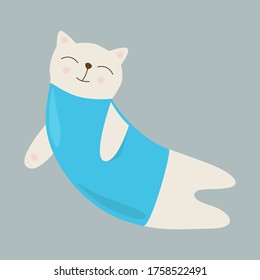 Funny and cute cartoon cat. Vector illustration of Cute Cat. Flat Cartoon Style for Banner, Flyer, Sticker, greeting card.