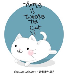 Funny and cute cartoon cat, Vector illustration