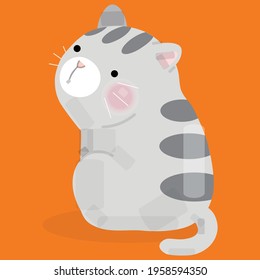 Funny and cute cartoon cat, Vector illustration