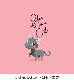 Funny and cute cartoon cat, Vector illustration.