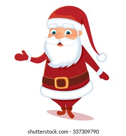 Funny cute cartoon character Santa Claus isolated on white. Vector illustration.