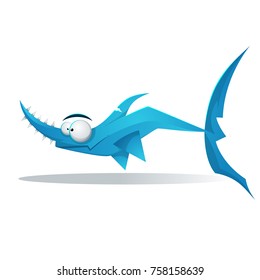 Funny, cute cartoon characters shark. Vector eps 10