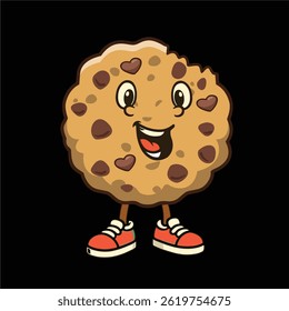 Funny and Cute Cartoon Cookies – Sweet Dessert Vector Illustration with Chocolate Chips