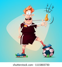 Funny Cute Cartoon Football Referee Vector Stock Vector (Royalty Free ...