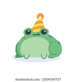 Funny cute cartoon frog with party hat