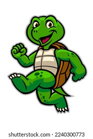 Funny Cute Cartoon Green Turtle Mascot