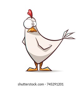 Funny, cute cartoon hen characters. Vector eps 10