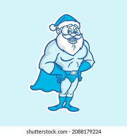 Funny Cute Cartoon Hero Santa Mascot Character vector logo design inspiration idea