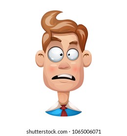 Funny, cute, cartoon man illustration. Sad smiley Vector eps 10