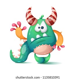 Funny, cute cartoon monster, dino Vector eps 10