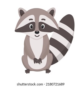 Funny Cute Cartoon Raccoon Vector Illustration Stock Vector (Royalty ...