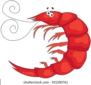 Funny cute cartoon shrimp. Vector illustration