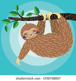 Funny and cute cartoon sloth bear graphic design.