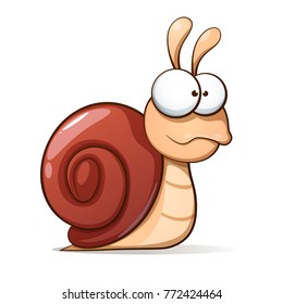 Funny, cute cartoon snail. Vector illustration Vector eps 10