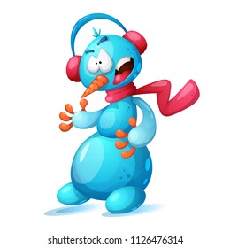 Funny, cute, cartoon snowman illustration Vector eps 10