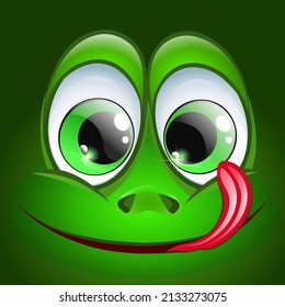 Funny cute cartoon square frog face with smile