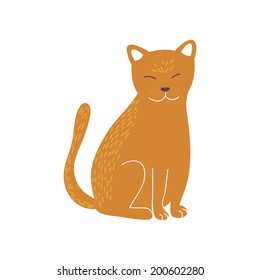 Funny cute cartoon vector animal cat character
