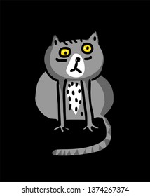 Funny cute cat in cartoon style. Vector illustration. 
