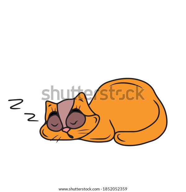 Drole Mignon Chat Enroule Dans Une Image Vectorielle De Stock Libre De Droits