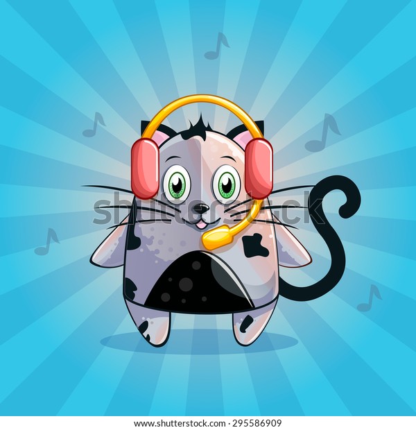 Funny Cute Cat Music Stock Vector (Royalty Free) 295586909