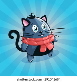 Funny and cute cat in the scarf