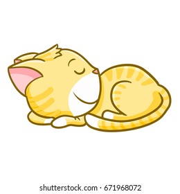 Funny and cute cat sleeping - vector.