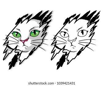 funny cute cat vector mascot with white background