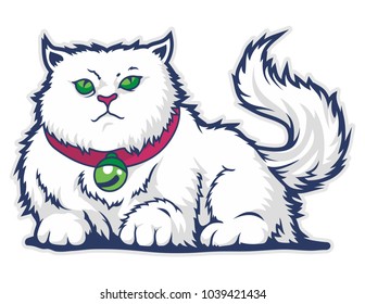 funny cute cat vector mascot with white background