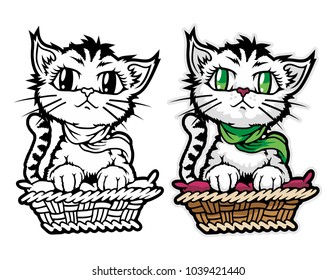 funny cute cat vector mascot with white background