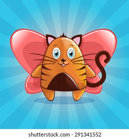 Funny and cute cat with wings