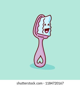 Funny cute characters toothbrush. Pediatric dentistry, oral care, hygiene and health. Flat vector cartoon illustration.