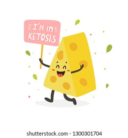 Funny Cute Cheese Character With Lettering, Keto Diet Lover