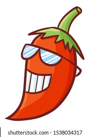 Funny and cute chili wearing eyeglasses laughing happily