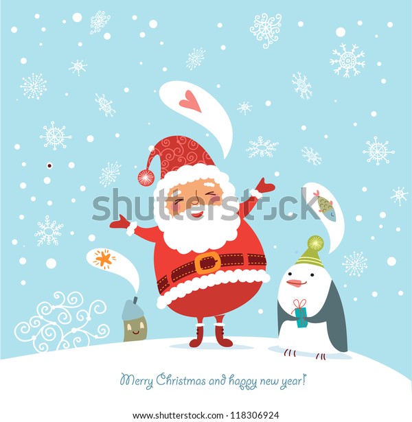Funny Cute Christmas Card Stock Vector (Royalty Free) 118306924 ...