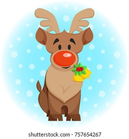 Funny and cute Christmas deer. Christmas holidays. Christmas Deer for Christmas Greeting Card. Vector illustration