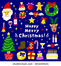 Funny and cute Christmas motif vector illustration material