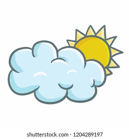 Funny and cute cloud with sun - vector