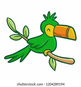 Funny and cute colorful green bird - vector